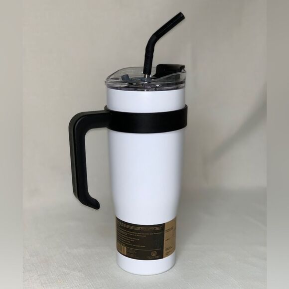 NEW Hydraflow Capri White 40 Tumbler Straw Handle Stainless Water Cold Hot Drink - Picture 5 of 16